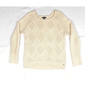 3/$15🔥 AMERICAN EAGLE IVORY DIAMOND KNIT SWEATER SIZE MEDIUM